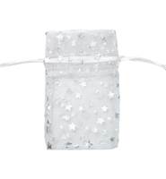 SILVER STARS ORGANZA DRAWSTRING BAGS 27225-BX